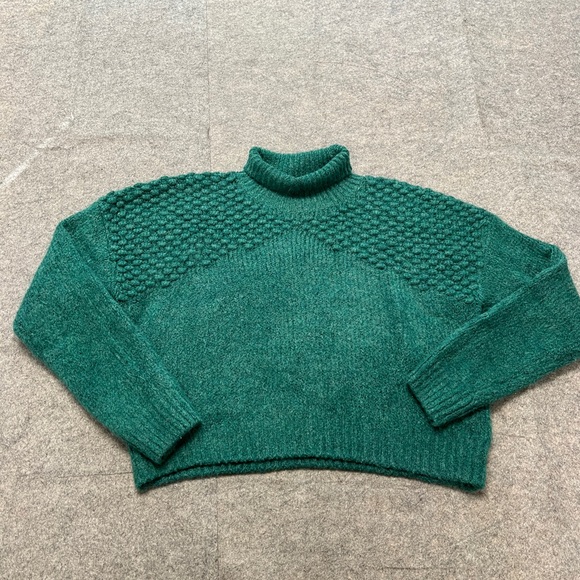 Free People Bradley Sweater Womens Medium Green Pullover Alpine Heather - Picture 2 of 14